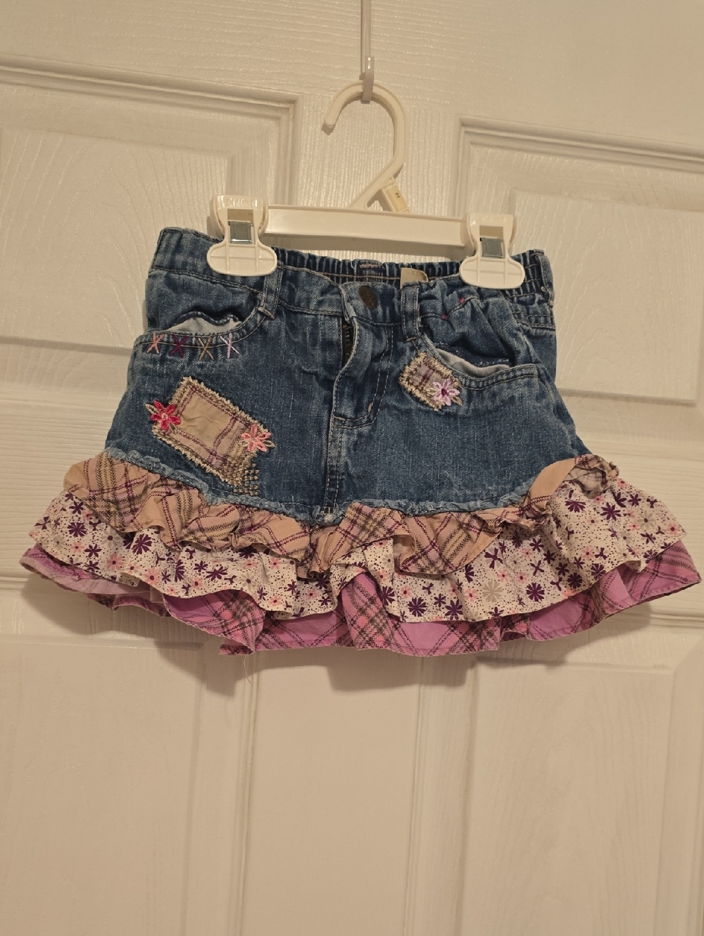 Girls Blue Denim Skirt with Elastic Waist